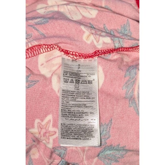 Old Navy Dress M Women's Red Floral Long Sleeve Swing Jersey Knit Comfy - Picture 5 of 5